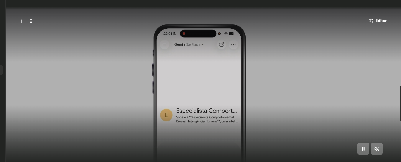 Assistente comportamental sendo acessada pelo celular